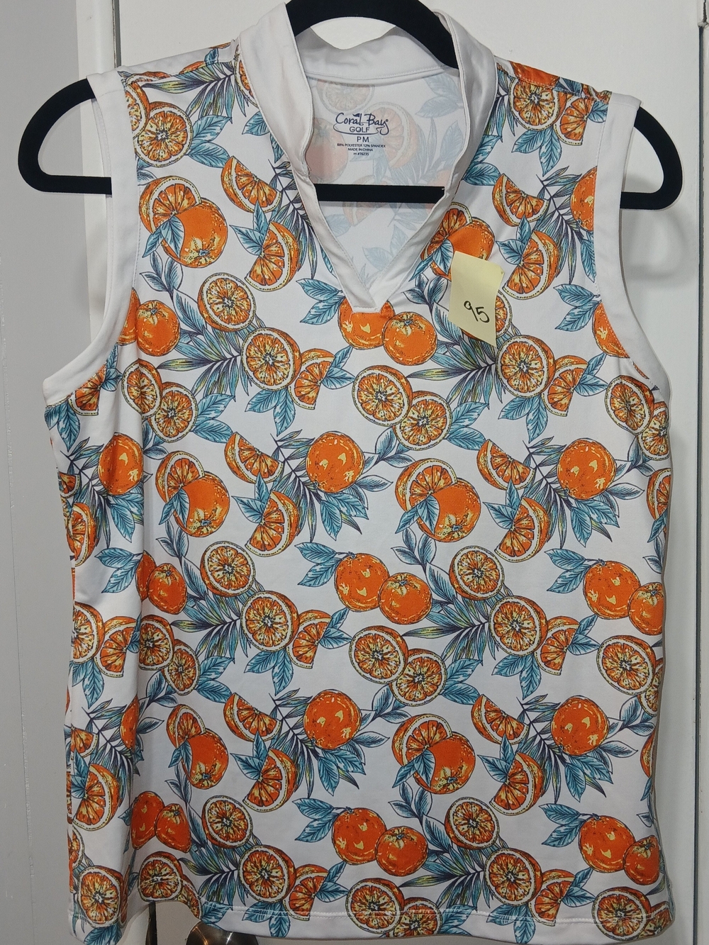Coral Bay White Tank Top with Orange Citrus Print